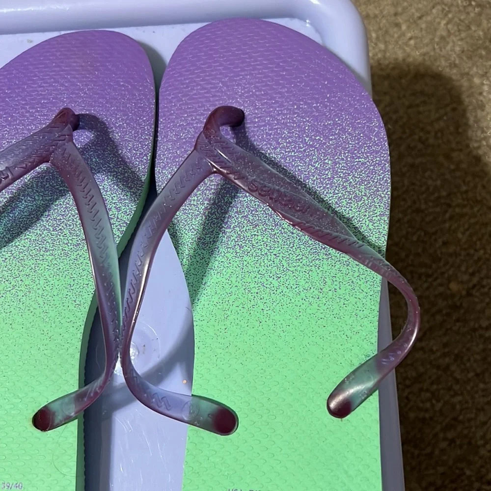 🎉HP🎉 Havaianas Hydro Purple Green Ombré Fantasia Up Flip-Flop US Size 7/… - Picture 10 of 11